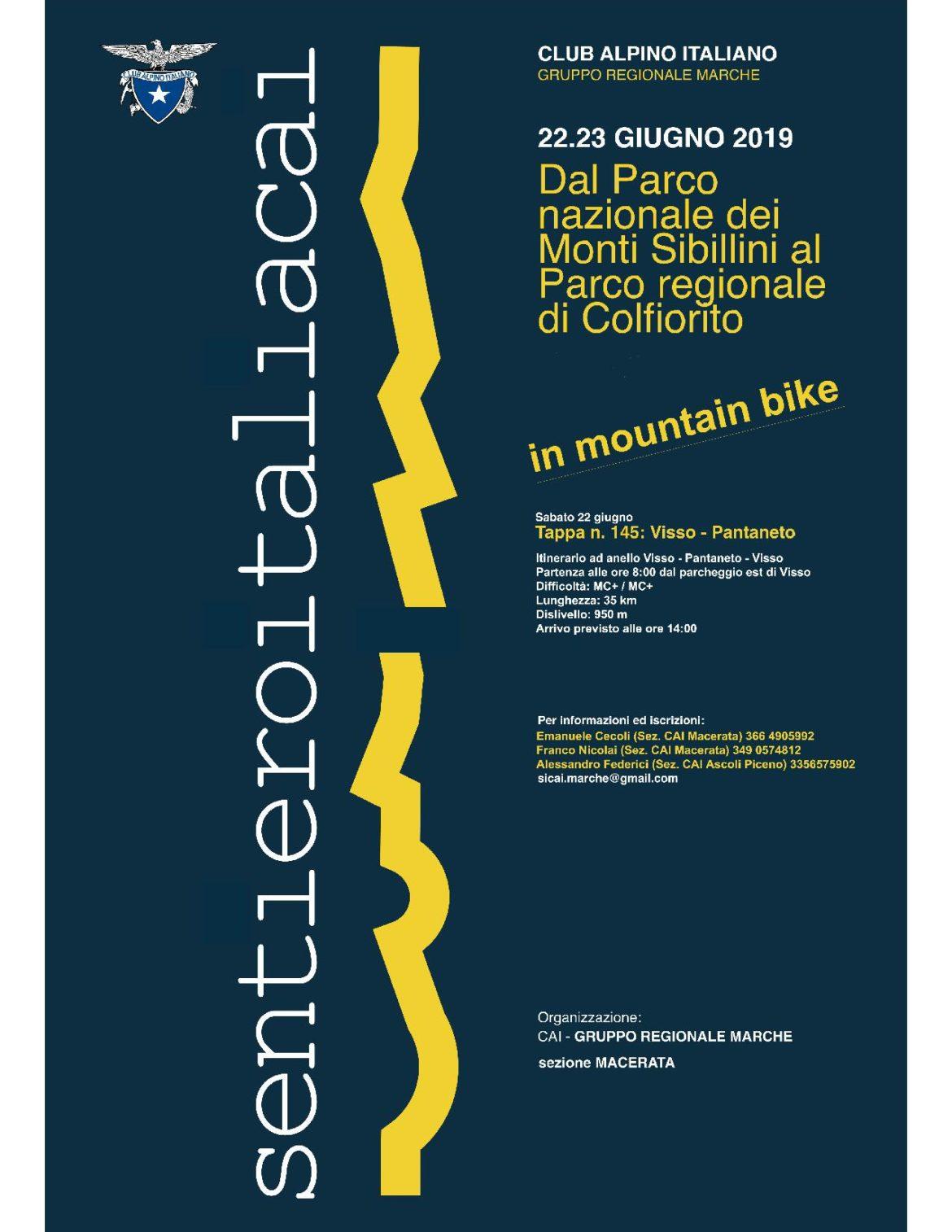 Cicloescursionismo sul Sentiero Italia CAI Marche 22 Giugno 2019